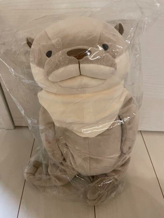 Mochi KawaUso Otter Grey L Size Plush Doll Stuffed Toy Shinada Global New Japan