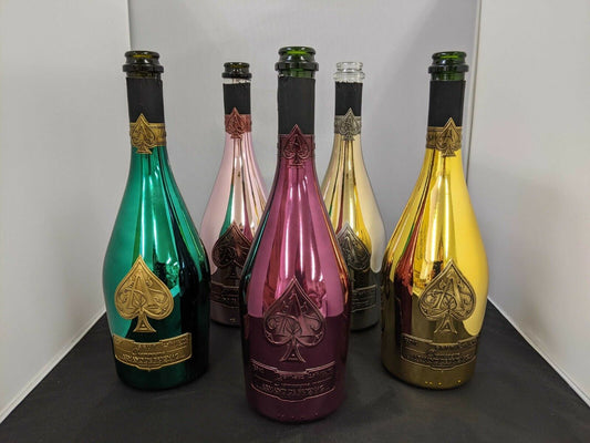 Armand De Brignac Ace of Spades Set of 5 Color Empty Bottles w/ Box Excellent !!